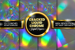 Cracked Liquid Chrome Digital Papers - 04 variations Product Image 1