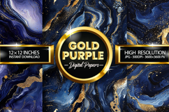 Gold Purple Digital Papers - 04 Variations Product Image 1