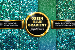 Green &amp; blue Gradient Digital Papers - 04 variations Product Image 1