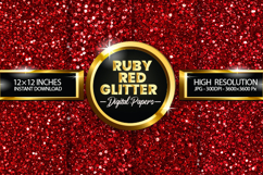 Ruby Red Glitter Digital Papers - 04 variations Product Image 1
