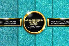 Aqua Ocean Glitter Digital Papers - 04 variations Product Image 1