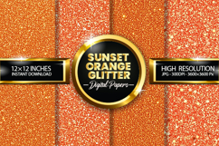 Sunset Orange Glitter Digital Papers - 04 variations Product Image 1