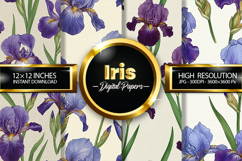 Iris Flower Digital Papers - 04 Variations Product Image 1