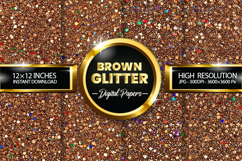 Brown Glitter Digital Papers - 04 variations Product Image 1