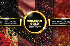 Crimson Gold Digital Papers - 04 variations Product Image 1