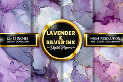 Lavender &amp; Silver Ink Digital Papers - 04 Variations Product Image 1