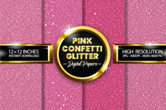 Pink Confetti Glitter Digital Papers - 04 variations Product Image 1