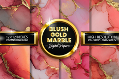 Blush Gold Marble Digital Papers - 04 Variations Product Image 1