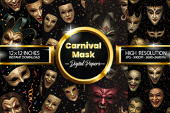 Carnival Mask Flower Digital Papers - 04 Variations Product Image 1