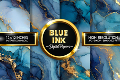 Blue Ink digital Papers - 04 Variations Product Image 1