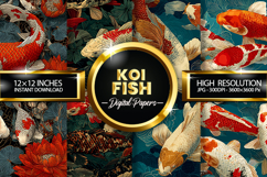 Koi Fish Digital Papers - 04 Variations Product Image 1