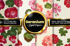 Geranium Flower Digital Papers - 04 Variations Product Image 1