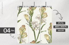 Tube Rose Flower Digital Papers - 04 Variations Product Image 2