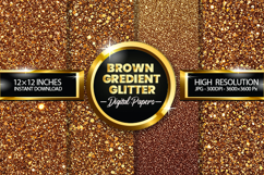 Brown Gredient Glitter Digital Papers - 04 variations Product Image 1