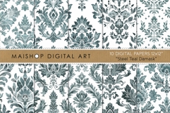 Steel Teal Damask Digital Paper Pack Product Image 1