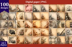 Vintage Floral Digital paper Bundle, Old paper scrapbook Product Image 1