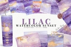 Lilac Watercolor Sunset Digital Paper Product Image 1