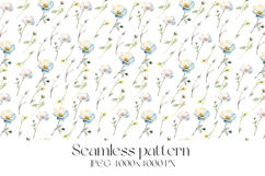 Digital paper white wildflowers