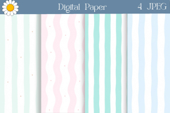 Pastel Wavy Digital Paper | Soft Stripe Backgrounds Product Image 1