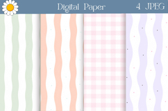 Pastel Digital Paper | Wavy Plaid Backgrounds Product Image 1