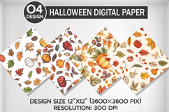 Embroidered Autumn Seamless Digital Paper, Fall Background Product Image 1