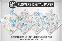 Flowers Seamless Digital Paper, Flowers Background Product Image 1
