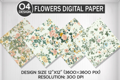 Flowers Seamless Digital Paper, Flowers Background Product Image 1