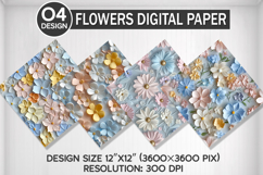 Flowers Seamless Digital Paper, Flowers Background Product Image 1