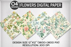 Flowers Seamless Digital Paper, Flowers Background Product Image 1