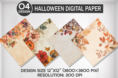 Embroidered Autumn Seamless Digital Paper, Fall Background Product Image 1