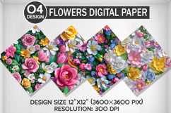 Flowers Seamless Digital Paper, Flowers Background Product Image 1