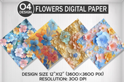 Flowers Seamless Digital Paper, Flowers Background Product Image 1