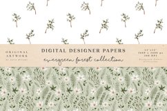 Evergreen Watercolor Forest Digital Paper Seamless Pattern Product Image 7