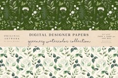 Greenery Watercolor Seamless Patterns - Digital Papers Product Image 5