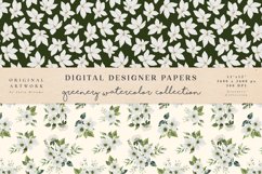 Greenery Watercolor Seamless Patterns - Digital Papers Product Image 4