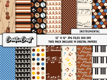 Instrumental Music Digital Papers And Clipart Png Bundle Product Image 2