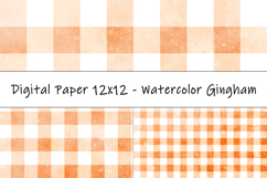 Gingham 1 Watercolor Orange and White | Patterns | Papers Product Image 1