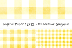 Gingham 1 Watercolor Yellow and White | Patterns | Papers Product Image 1