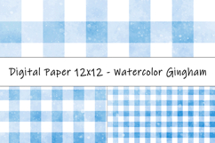 Gingham 1 Watercolor Blue and White | Patterns | Papers Product Image 1