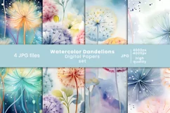 watercolor dandelions digital paper Product Image 1