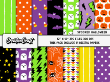 Halloween Digital Paper and Clipart png, halloween clipart Product Image 2