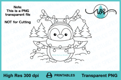 Digital Stamp Christmas Penguin Printable Line Art Product Image 3