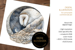 Barn Owl in Moon Circle Illustration Product Image 2