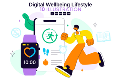 10 Digital Wellbeing Lifestyle Illustration Product Image 1