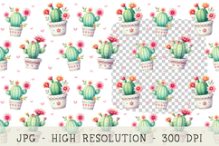 Cactus Seamless Pattern Cacti Flowers Succulent Plant Kawaii Product Image 1