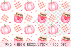Pink Pumpkin Jam Pattern, Fall Harvest Cottagecore Aesthetic Product Image 1