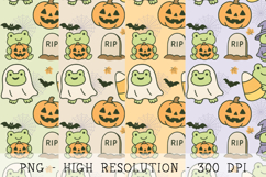 Spooky Ghost Frogs Seamless Pattern Product Image 1