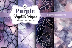 Purple Luxury Digital Papers Marble and Glitter digital Product Image 1