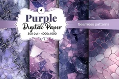 Purple Luxury Digital Papers Marble and Glitter digital Product Image 1