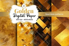 Golden Luxury Digital Papers Marble and Glitter digital Product Image 1